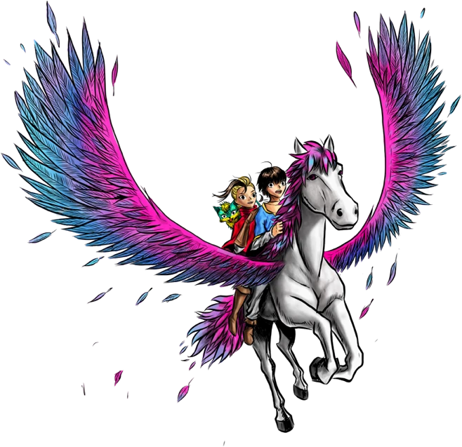 A pegasus carrying riders